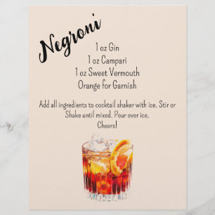 Papier Symbole du panier du bar Negroni