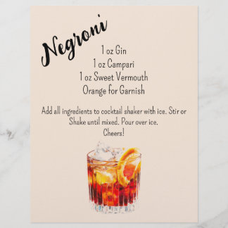 Papier Symbole du panier du bar Negroni