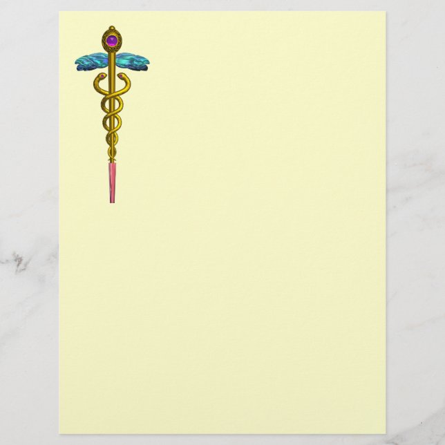PAPIER SYMBOLE MÉDICALE OR CADUCEUS (Devant)