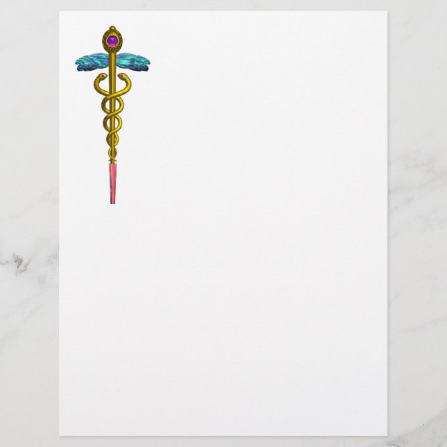 PAPIER SYMBOLE MÉDICALE OR CADUCEUS (Devant)