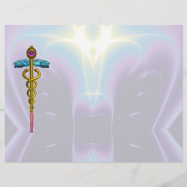 PAPIER SYMBOLE MÉDICALE OR CADUCEUS (Devant)