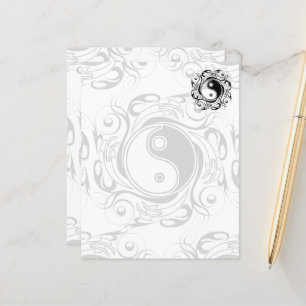 Papier Symbole Yin & Yang style de tatouage noir et blanc