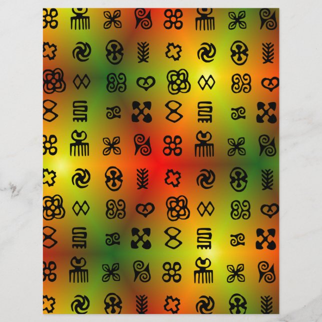 Papier Symboles Adinkra Aux Couleurs Africaines (Devant)