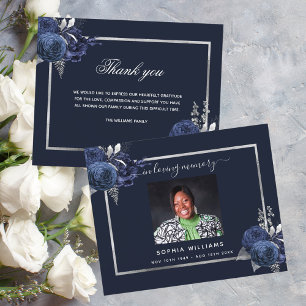 Papier sympathie bleu floral argent budget merci photo