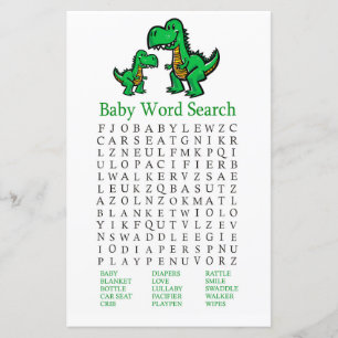 Papier T-rex Baby shower Mot de recherche Jeu
