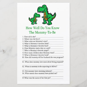 Papier T-rex Connaissez-vous bien le jeu baby shower