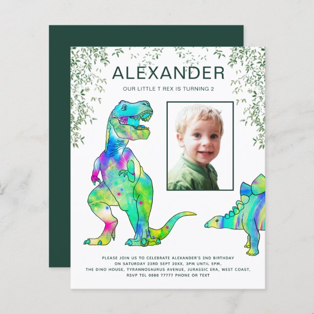 Papier T Rex Jungle fête d'anniversaire (Devant / Derrière)