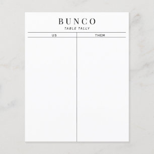 Papier Table Bunco simple noir et blanc