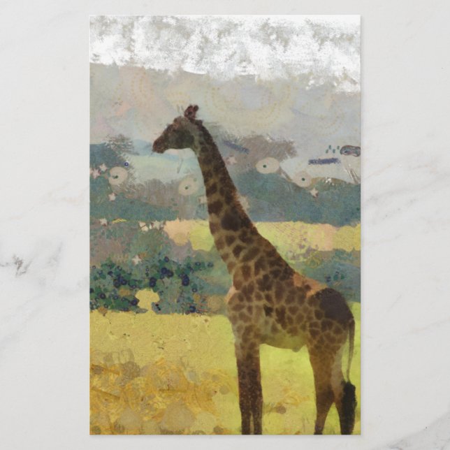 Papier Tableau de Giraffe sur la Savannah en Afrique (Devant)