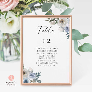 Papier Tableau de Mariage bleu Dusty Budget
