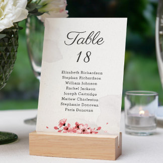 Papier Tableau des sièges mariages en fleurs de cerisier