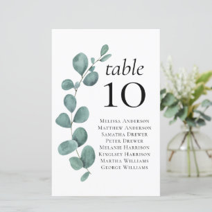 Papier Tableau Mariage de table Eucalyptus BUDGET
