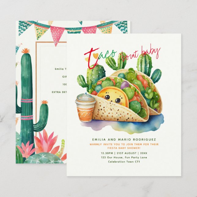 Papier Taco 'about Baby Fiesta Baby shower Amusant mignon (Devant / Derrière)