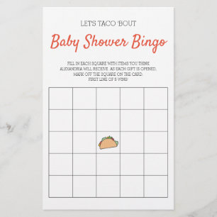 Papier Taco Bout Baby shower Bingo Jeu