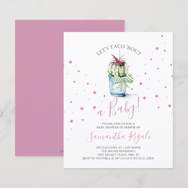 Papier Taco-Bout un Baby shower féminin (Devant / Derrière)