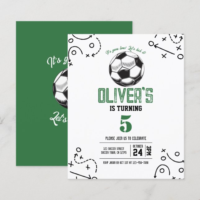 Papier Tactique de soccer moderne Budget Invitation d'ann (Devant / Derrière)