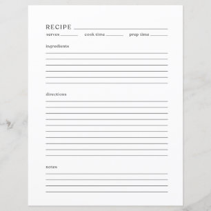 Papier Taille de la lettre de recette minimaliste   Style
