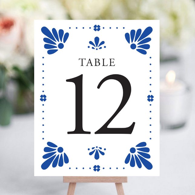 Papier Talavera Mariage mexicain Numéro de table (Talavera Mexican Wedding Table Number by Fiesta Valley Print)