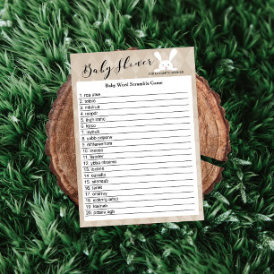 Papier Tan Baby shower Bunny Mot Début Jeu