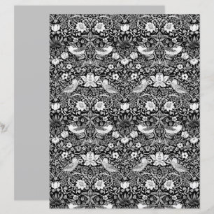 Papier Tapisserie Art Nouveau Oiseau & Fleur, Noir & Blan