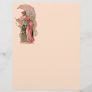 PAPIER TAROTS/ LADY DE LA LUNE, FLEURS EN MONOGRAMME ROSE