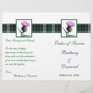 Papier Tartan et chardon Ordre de service Linge de couver