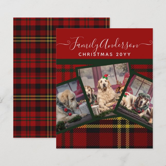 Papier Tartan rouge de NOËL - Collage photo (Devant / Derrière)