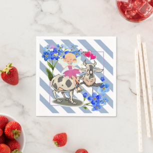 Papier-Taschentücher, Blau-Weiß gestreifte Blumenk Serviette