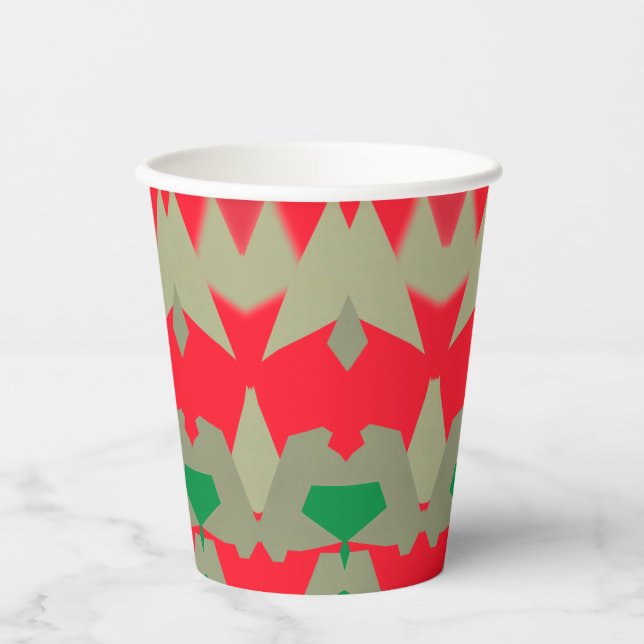 Papier-Tasse, Ein lebhafter, farbenfroher klassisc Pappbecher (Vorderseite)