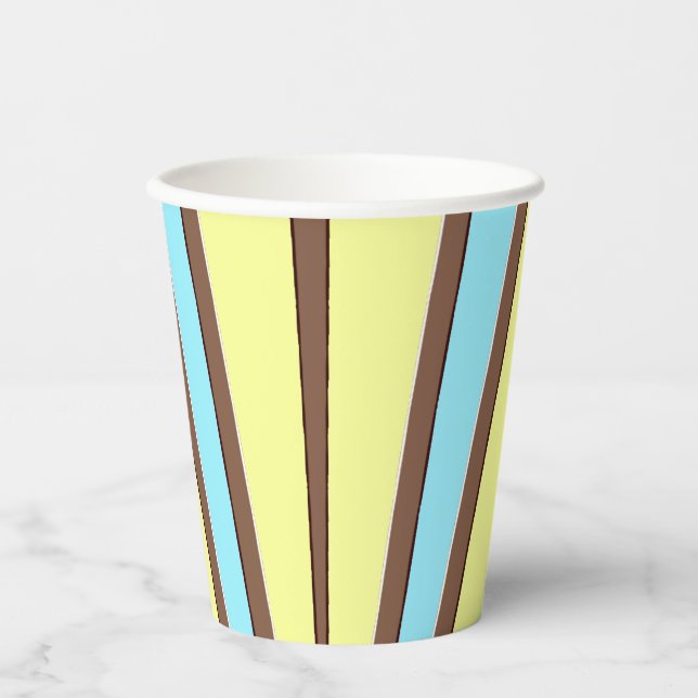 Papier-Tasse, Ein lebhafter, farbenfroher klassisc Pappbecher (Vorderseite)