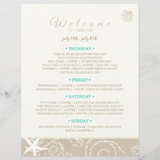 Papier Taupe ivoire Starfish Plage Mariage Itinéraire