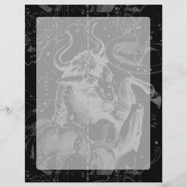 Papier Taurus Constellation Map Hevelius 1690 (Devant)