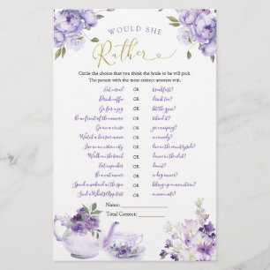 Papier Tea De Fête des mariées Florale Violet Plairait-El