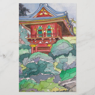 Papier Tea House à San Francisco aquarelle peinture