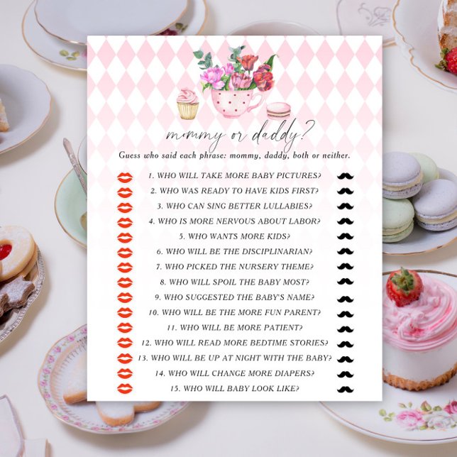 Papier Tea party - jeu de baby shower maman ou papa (Créateur téléchargé)
