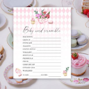 Papier Tea party - Jeu de baby shower Word scramble