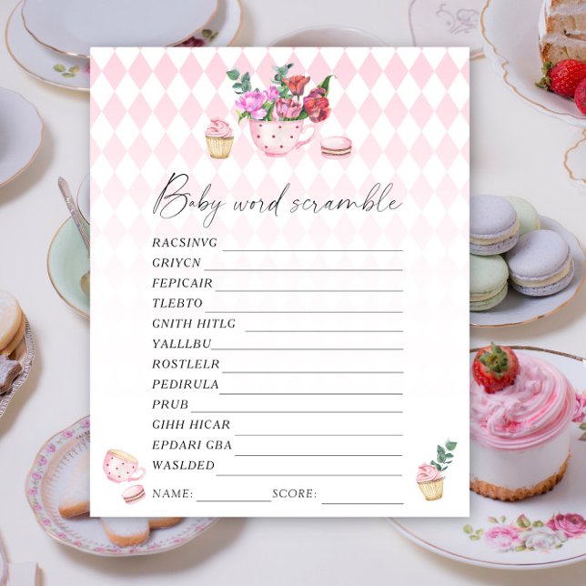 Papier Tea party - Jeu de baby shower Word scramble (Créateur téléchargé)