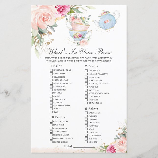 Papier Tea Party rose floral Qu'est-ce que dans votre jeu (Devant)