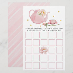Papier Tea Party Teapot Baby shower Baby Bingo Game Card