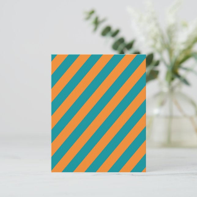 Papier Teal and Orange Diagonal Stripes Scrapbook Paper (Debout devant)