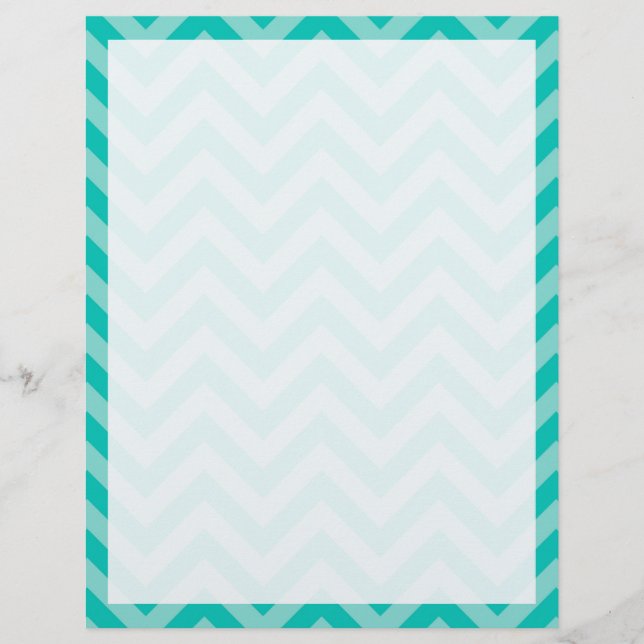 Papier Teal Turquoise Aqua Large Chevron ZigZag (Devant)