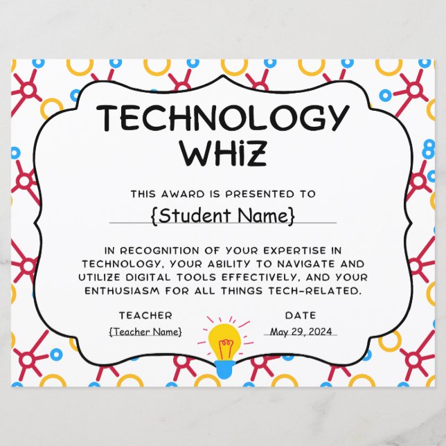 Papier Technology Whiz Prix de la reconnaissance étudiant (Devant)