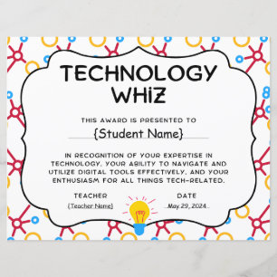 Papier Technology Whiz Prix de la reconnaissance étudiant
