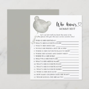 Papier Teddy Bear baby shower, Qui connaît maman mieux