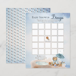 Papier Teddy Bear Bearly Wait Boy Baby shower Bingo Invi