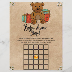 Papier Teddy Bear Bingo Baby shower Jeu