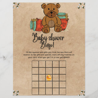 Papier Teddy Bear Bingo Baby shower Jeu