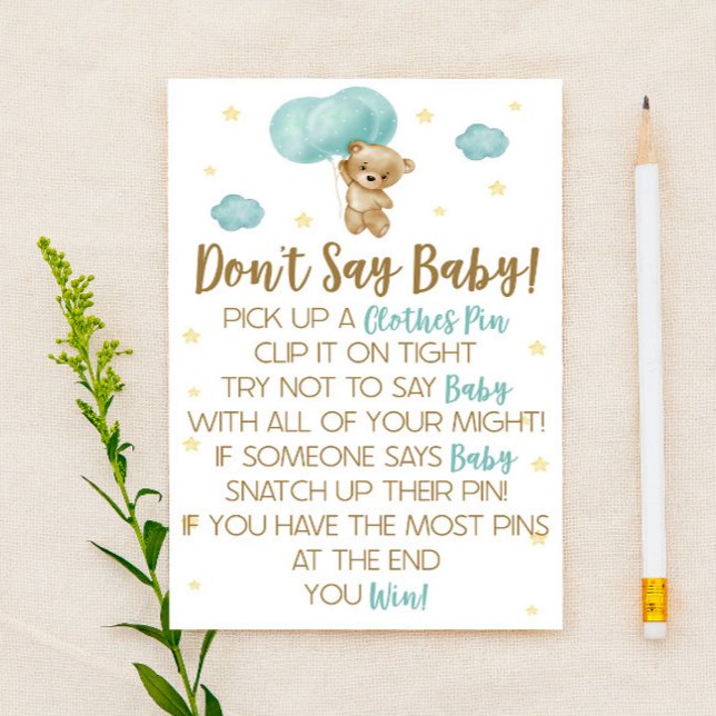 Papier Teddy Bear Blue Balloon Ne dites pas Jeu de Baby S (Créateur téléchargé)