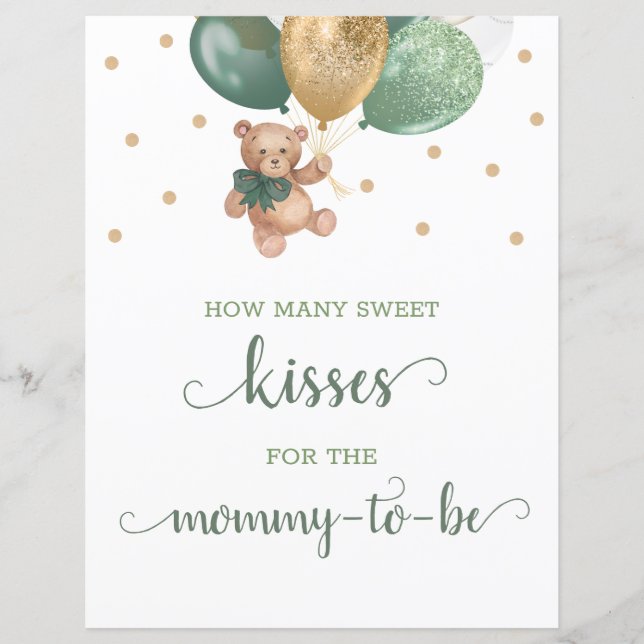 Papier Teddy Bear Combien De Baisers Dans Le Panneau De J (Devant)