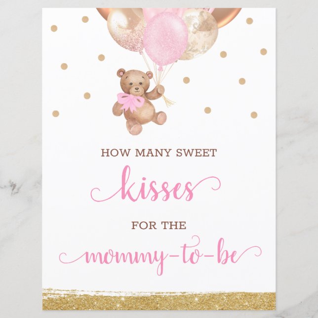 Papier Teddy Bear Combien de baisers Jeu Signal Baby show (Devant)